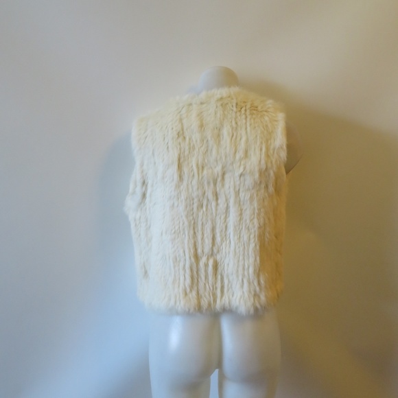 525 AMERICA LUXE BLUSH RABBIT FUR OPEN VEST SZ S - Picture 7 of 8